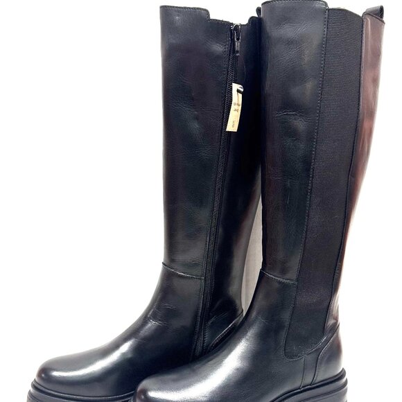 MIZ MOOZ LOREN TALL BOOTS SIDE ZIP SIDE GORE BLACK 37EU / 7US NEW # Z-145 - Picture 5 of 7